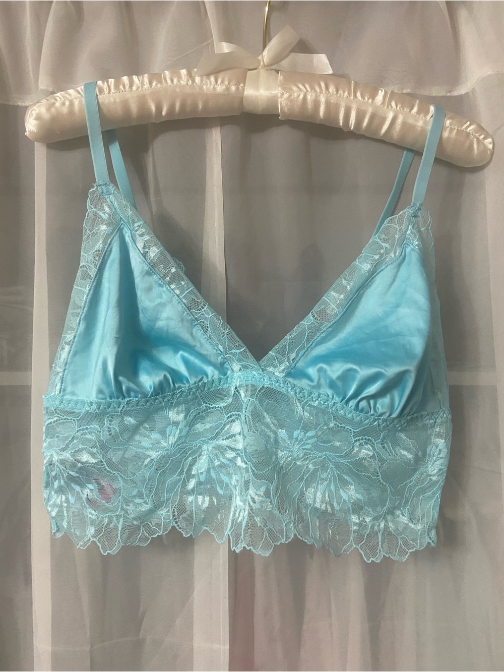 La SENZA Sky Blue Satin & Lace Bralette